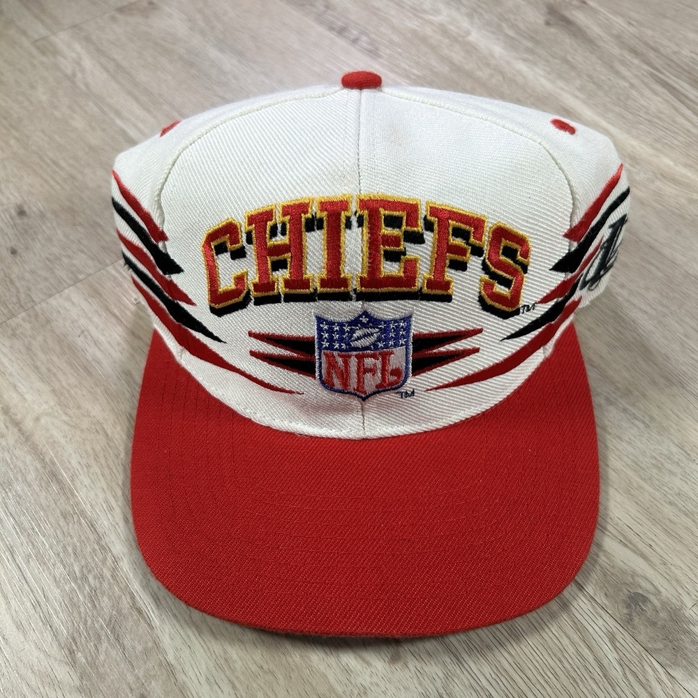 VTG Logo Athletic Kansas City Chiefs Diamond Cut Snapback Hat NFL White Wool Cap